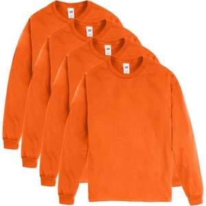 image:imageHanes Mens Essentials LongSleeve TShirt Crewneck Cotton TShirts for Men 2PackSafety Orange  4 Pack