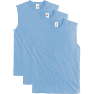 image:imageHanes Mens Essentials Midweight Muscle TShirt Pack Cotton Muscle Tank Shirts 3PackSwiss Blue
