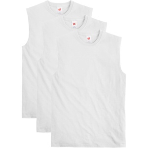 image:imageHanes Mens Essentials Midweight Muscle TShirt Pack Cotton Muscle Tank Shirts 3PackWhite