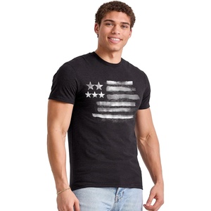 image:imageHanes Mens Essentials Short Sleeve Graphic TeeBlack and White Flag