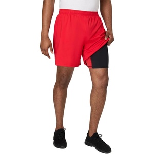 image:imageHanes Mens Moves Workout Shorts with Boxer Brief Liner amp Total Support Pouch MoistureWicking Shorts 7 InseamHolly Berry Red