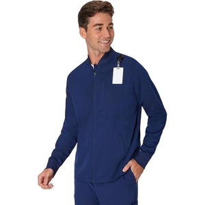 image:imageHanes Mens Scrubs Healthcare Jacket Zipup Scrub Jacket for Men Moisturewicking amp Odor ControlAthletic Navy