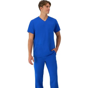 image:imageHanes Mens Scrubs Healthcare Top MoistureWicking Stretch Scrub Shirts for Men Odor ControlRoyal Blue