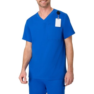 image:imageHanes Mens Scrubs Healthcare Top Scrub Shirt for Men MoistureWicking amp Odor Control One PocketRoyal Blue