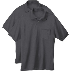 image:imageHanes Mens Short Sleeve Jersey Pocket Polo Pack of 2Charcoal Heather