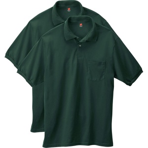 image:imageHanes Mens Short Sleeve Jersey Pocket Polo Pack of 2Deep Forest
