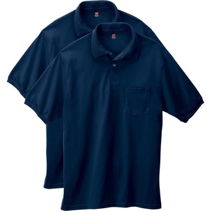 image:imageHanes Mens Short Sleeve Jersey Pocket Polo Pack of 2Navy