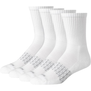 image:imageHanes Mens Socks Absolute Comfort Cushioned Moisturewicking Seamless Toe 4 Pack Ankle Crew and Heel Shield SocksWhite  Crew
