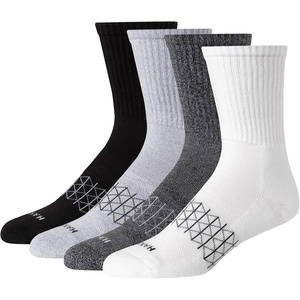 image:imageHanes Mens Socks Absolute Comfort Cushioned Moisturewicking Seamless Toe 4 Pack Ankle Crew and Heel Shield SocksWhiteBlackGray  Crew