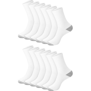 image:imageHanes Mens Socks Active Cool Xtemp Lightweight Moisturewicking Cushioned Ankle Crew and No Show 12 and 14 Pair PacksWhite  Crew 14 Pair