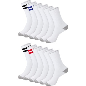 image:imageHanes Mens Socks Active Cool Xtemp Lightweight Moisturewicking Cushioned Ankle Crew and No Show 12 and 14 Pair PacksWhite Stripe  Crew 14 Pair