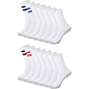 image:imageHanes Mens Socks Xtemp Cushioned Low Cut Socks 12 amp 14 Pair PacksWhite Stripe  Crew 14 Pair