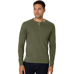 image:imageHanes Mens TShirts Mens Beefyt Henley Shirts Mens Cotton Long Sleeve ShirtsCamouflage Green Htr