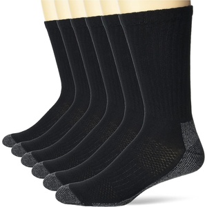 image:imageHanes Mens Work Socks Cushioned Crew Socks Moisturewicking Socks amp Odor Control Black amp White 6 amp 12 Pack AvailableBlack