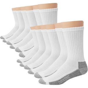 image:imageHanes Mens Work Socks Cushioned Crew Socks Moisturewicking Socks amp Odor Control Black amp White 6 amp 12 Pack AvailableWhite  12 Pack