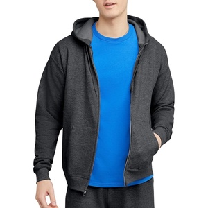 image:imageHanes Mens Zipup Hoodie Ecosmart Fleece Fullzip Hoodie for Men Hooded SweatshirtCharcoal Heather