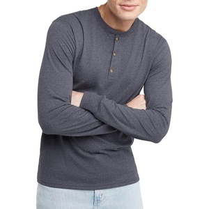 image:imageHanes Originals Mens TriBlend Long Sleeve Henley TShirt Lightweight Long Sleeve TeeAthletic Navy Pe Heather