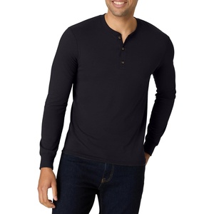 image:imageHanes Originals Mens TriBlend Long Sleeve Henley TShirt Lightweight Long Sleeve TeeBlack