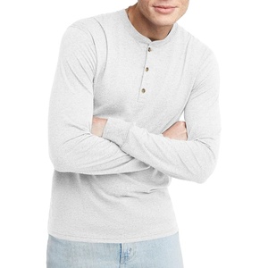 image:imageHanes Originals Mens TriBlend Long Sleeve Henley TShirt Lightweight Long Sleeve TeeEco White