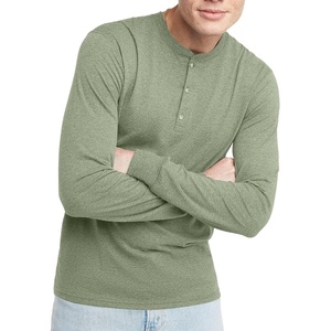 image:imageHanes Originals Mens TriBlend Long Sleeve Henley TShirt Lightweight Long Sleeve TeeEquilibrium Green Pe Heather