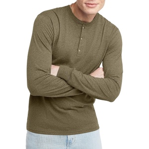 image:imageHanes Originals Mens TriBlend Long Sleeve Henley TShirt Lightweight Long Sleeve TeeOregano Pe Heather