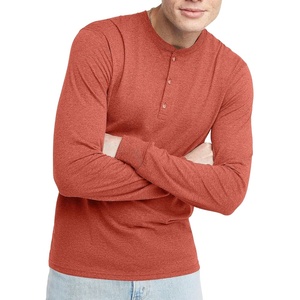 image:imageHanes Originals Mens TriBlend Long Sleeve Henley TShirt Lightweight Long Sleeve TeeRed River Clay Pe Heather
