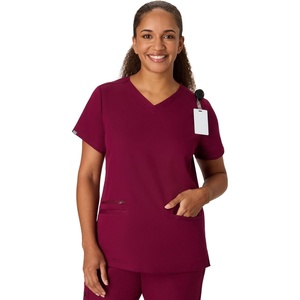 image:imageHanes Womens Hanes Womens Premium Scrubs Top with Pockets Comfort Fit Scrubs for Women Nurse EssentialsAfternoon Burgundy