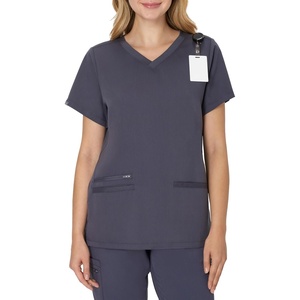 image:imageHanes Womens Hanes Womens Premium Scrubs Top with Pockets Comfort Fit Scrubs for Women Nurse EssentialsPeppercorn Grey