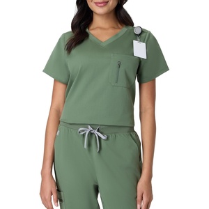 image:imageHanes Womens Premium Scrubs Top with Single Pocket Comfort Fit Scrubs for Women Nurse EssentialsGreen Moss