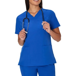 image:imageHanes Womens Scrubs Healthcare Top MoistureWicking Stretch Scrub Shirts Ribbed Back PanelRoyal Blue