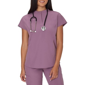 image:imageHanes Womens Scrubs Healthcare Top with Mandarin Collar MoistureWicking Stretch Scrub ShirtPurple Mauve