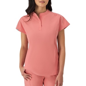 image:imageHanes Womens Scrubs Healthcare Top with Mandarin Collar MoistureWicking Stretch Scrub ShirtRose Ranch Pink