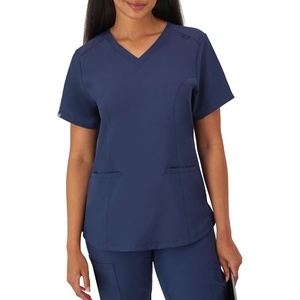 image:imageHanes Womens Scrubs Healthcare Top with VNeckline MoistureWicking Stretch Scrub ShirtsAthletic Navy