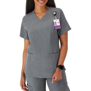 image:imageHanes Womens Scrubs Healthcare Top with VNeckline MoistureWicking Stretch Scrub ShirtsEbony Heather