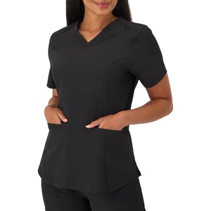 image:imageHanes Womens Scrubs Healthcare Top with VNeckline MoistureWicking Stretch Scrub ShirtsNew Ebony