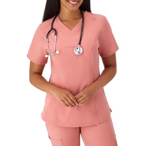 image:imageHanes Womens Scrubs Healthcare Top with VNeckline MoistureWicking Stretch Scrub ShirtsRose Ranch Pink