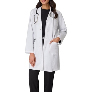 image:imageHanes Womens Scrubs Lab Coat Healthcare Lab Coat Scrubs Jacket With Pockets Soil amp Water ResistantMarble White