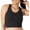 image:imageHanes Light Workout 3Pack StretchCotton Cropped Yoga Tank Tops for Women with Builtin BraBlackBlackBlack