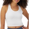 image:imageHanes Light Workout 3Pack StretchCotton Cropped Yoga Tank Tops for Women with Builtin BraWhiteWhiteWhite