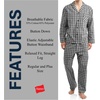 image:imageHanes Mens Woven PlainWeave Pajama SetBlackGrey Plaid