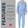 image:imageHanes Mens Woven PlainWeave Pajama SetBlue Solid
