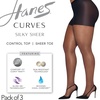 image:imageHanes Womens Curves Control Top Sheer Toe Silky Sheer Pantyhose With Wicking Cool ComfortNude Pack of 3