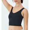 image:imageHanes Womens Moves Crop Bralette VNeck Cropped Pullover Builtin Shelf Bra Odor ControlBlack
