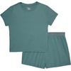 image:imageHanes Womens Originals 2piece Lounge Set Supersoft Cropped Baby Doll Tee amp Sleep Shorts Loungewear SetFaded Sage GreenFaded Sage Green