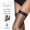 image:imageHanes Womens Silk Reflections Sheer Toe Silky Sheer Finish Lace Top Thigh HighsBarely Black