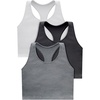 image:imageHanes Light Workout 3Pack StretchCotton Cropped Yoga Tank Tops for Women with Builtin BraBlackWhiteConcrete Heather