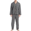 image:imageHanes Mens Woven PlainWeave Pajama SetBlack Plaid