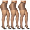 image:imageHanes Womens Curves Control Top Sheer Toe Silky Sheer Pantyhose With Wicking Cool ComfortNude Pack of 3