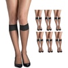 image:imageHanes Womens Silk Reflections Silky Sheer Knee Highs Reinforced Toe KneeHigh StockingsBarely Black Pack of 6