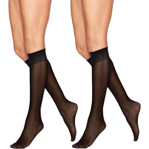 image:imageHanes Alive Womens Full Support Sheer Toe Knee High StockingsJet